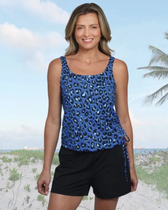Blue Leopard Top Misses Style